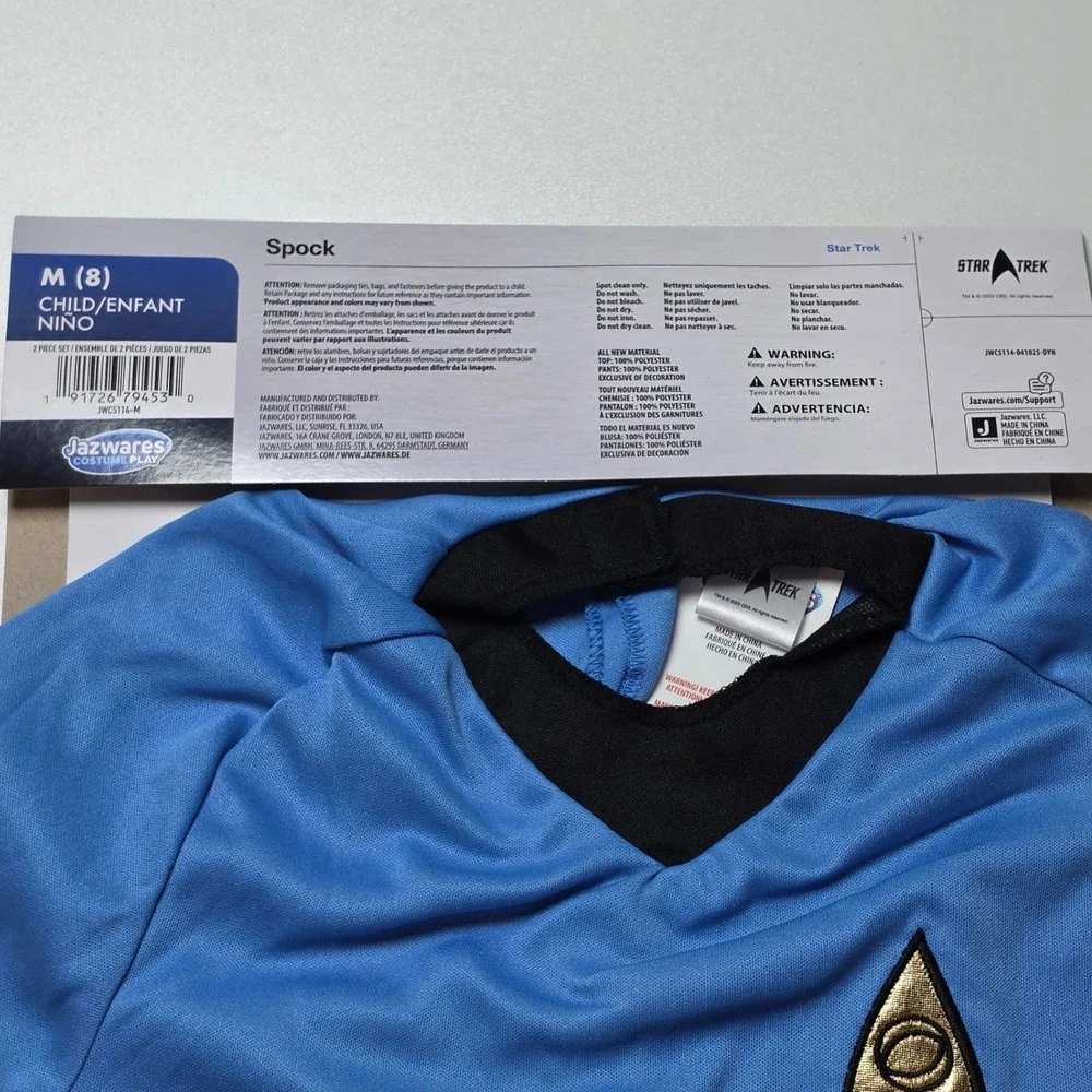Star Trek Spock Child Costume Size Medium 8 Jazwares Licensed Halloween Cosplay